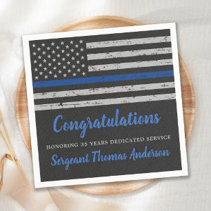 Thin Blue Line Flag Police Officer Retirement Napkin