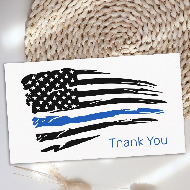 Thin Blue Line Flag Police Officer Thank You  Business Card (Creator Uploaded)