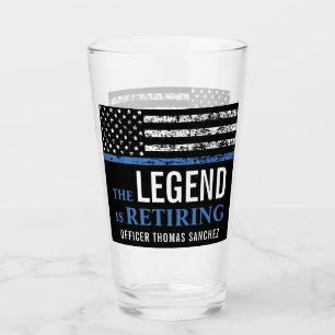 Thin Blue Line Flag Police Retirement Party Glass