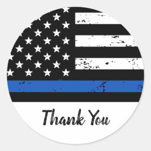 Thin Blue Line Flag Police Thank You Classic Round Sticker