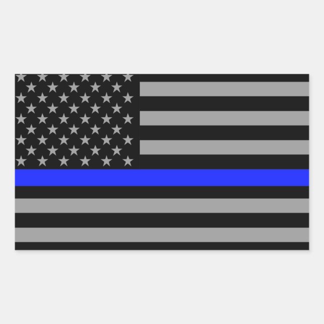 Thin Blue Line Flag Rectangle Glossy Stickers (Front)