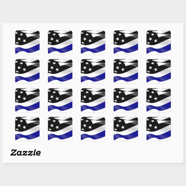 Thin Blue Line Flag Square Sticker (Sheet)