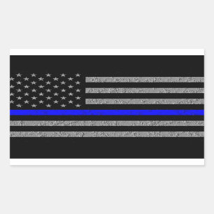 THIN BLUE LINE FLAG SUPPORT POLICE  RECTANGULAR STICKER