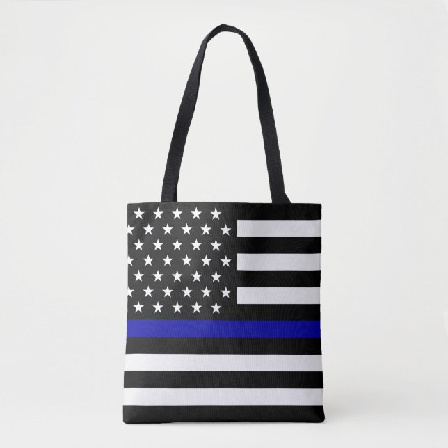 Thin Blue Line Flag Tote Bag (Front)