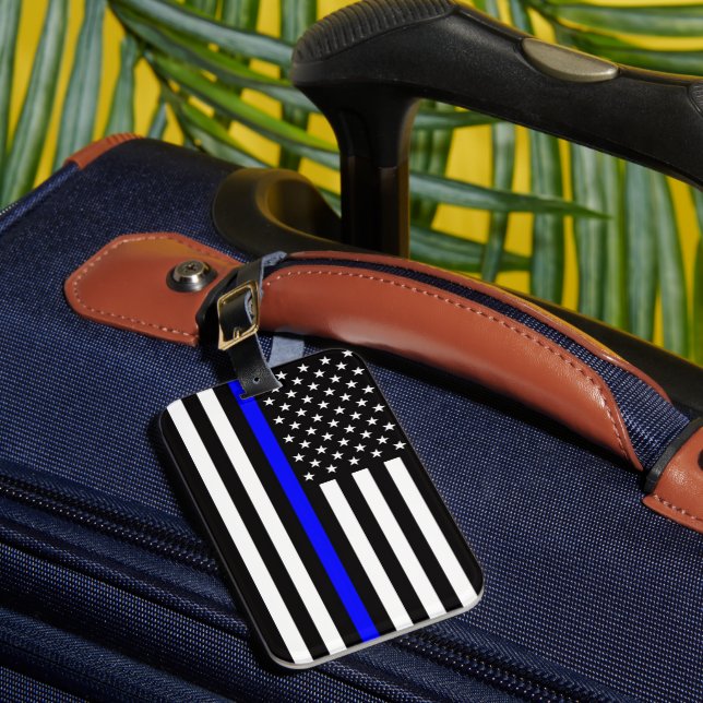Thin Blue Line Flag (United States) Luggage Tag (Front Insitu 1)