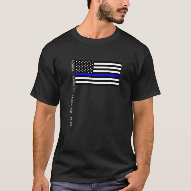 Thin Blue Line Flag (United States) T-Shirt (Front)
