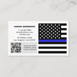 Thin Blue Line Flag, USA Police / Personalised Business Card
