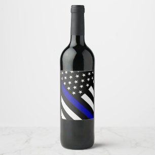Thin Blue Line Flag Wine Label