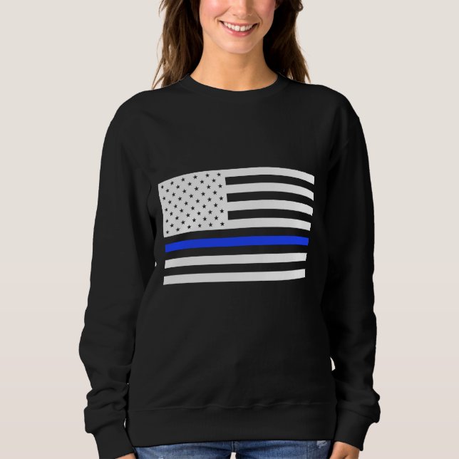 Thin Blue Line Flag women's sweater (Front)
