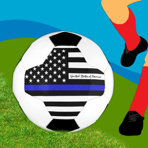 Thin Blue Line & Football USA flag Soccer Ball