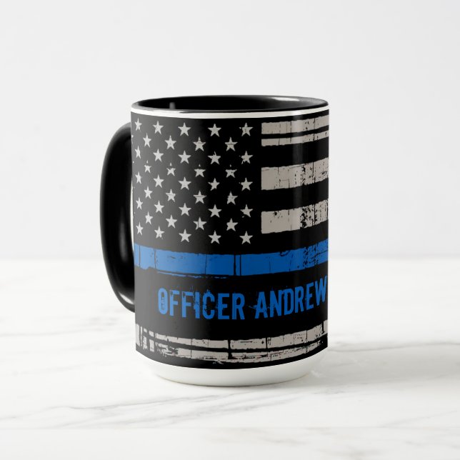 Thin Blue Line Gift - Law Enforcement USA - Police Mug (Front Left)