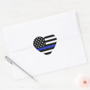 Thin Blue Line Glitter Flag Heart Sticker
