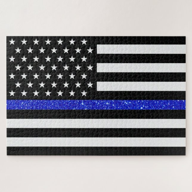 Thin Blue Line Glitter Flag Jigsaw Puzzle (Horizontal)