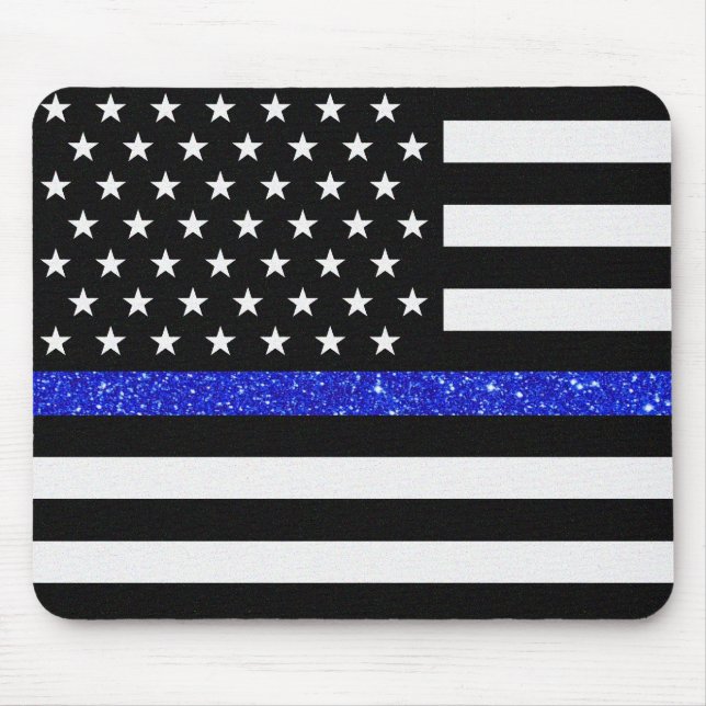 Thin Blue Line Glitter Mouse Pad (Front)