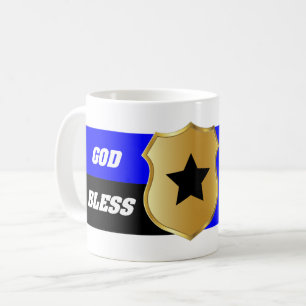 Thin Blue Line, God Bless Police Coffee Mug