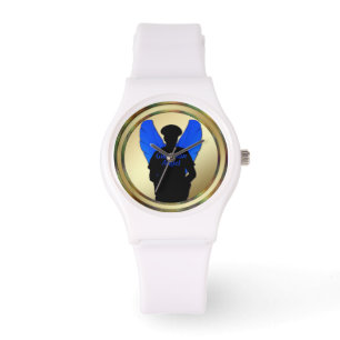 Thin Blue Line Gold Coin Guardian Angel Watch