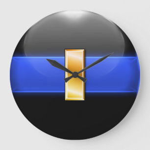 Thin Blue Line - Gold Lieutenant Bar Large Clock