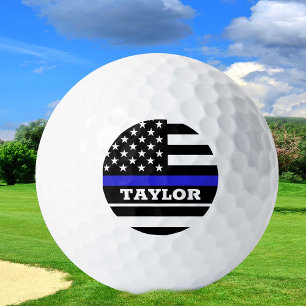 Thin Blue Line & Golf USA personalised police flag Golf Balls