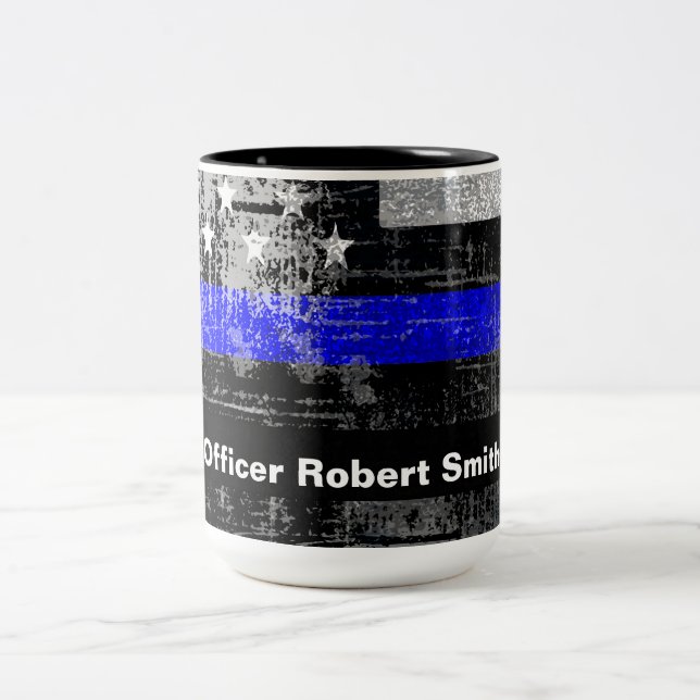 Thin Blue Line Grunge Officer Mug (Center)