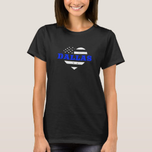 Thin Blue Line Heart Dallas Police Officer Texas C T-Shirt
