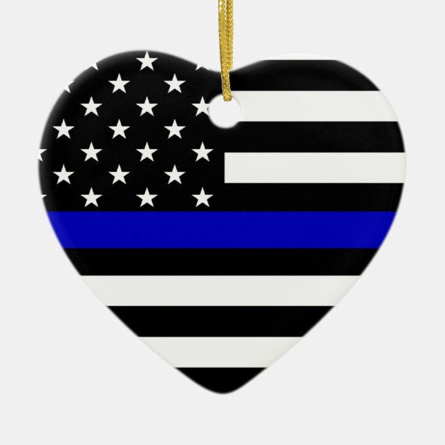 Thin Blue Line Heart Ornament (Front)