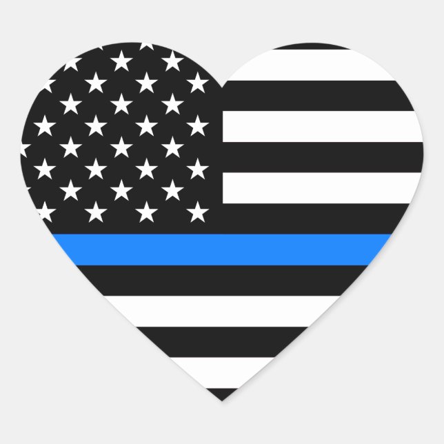 "THIN BLUE LINE" HEART STICKER (Front)