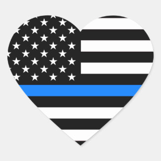 "THIN BLUE LINE" HEART STICKER