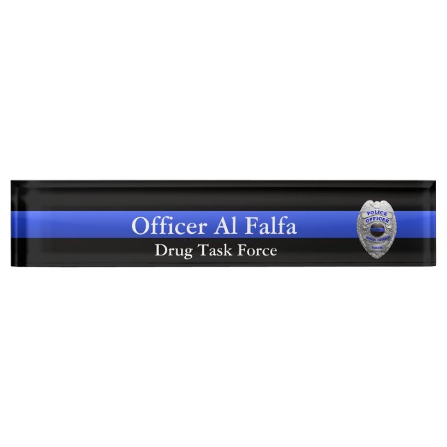 Thin Blue Line - Hi Res Solid Silver Police Badge Nameplate (Front)