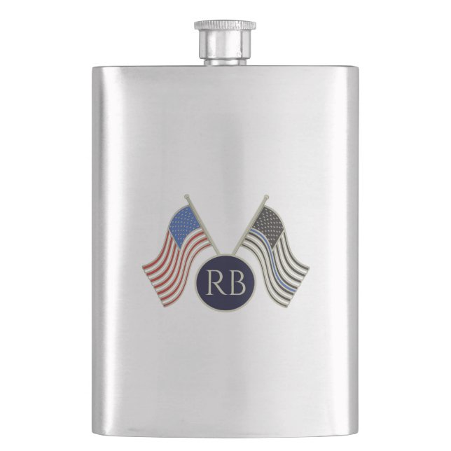 Thin Blue Line Hip Flask (Front)