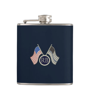 Thin Blue Line Hip Flask