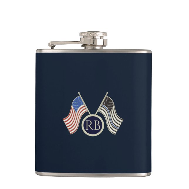 Thin Blue Line Hip Flask (Front)
