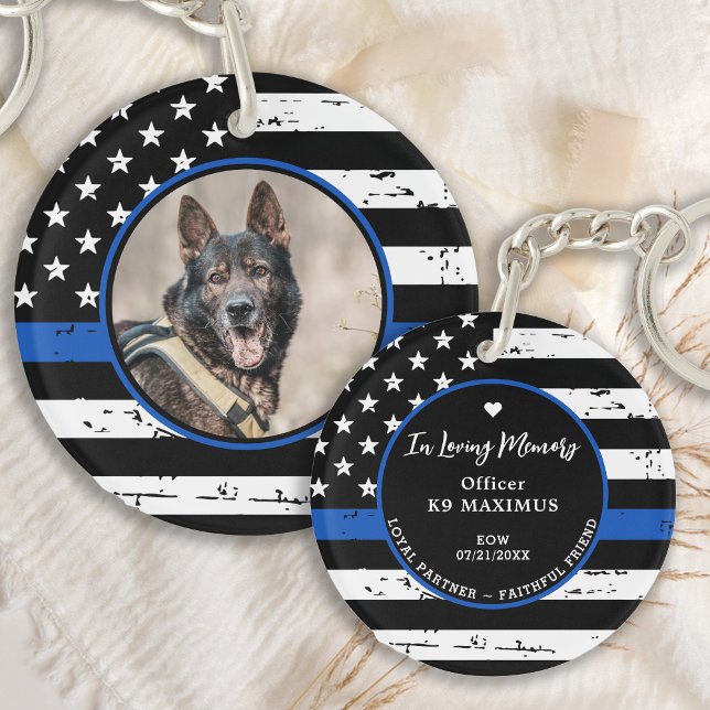 Thin Blue Line In Loving Memory K9 Police Dog  Key Ring (Creator Uploaded)