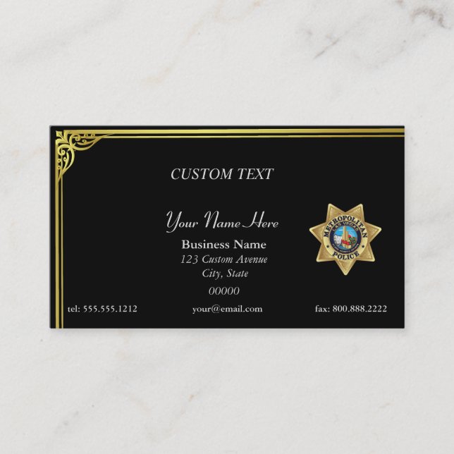 Thin Blue Line Las Vegas PD Badge Business Card (Front)