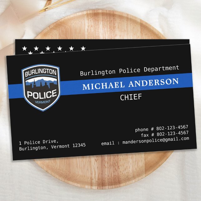 Thin Blue Line Law Enforcement Custom Logo Police  Business Card (Creator Uploaded)