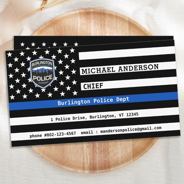 Thin Blue Line Law Enforcement Logo Custom Police  Business Card (Creator Uploaded)