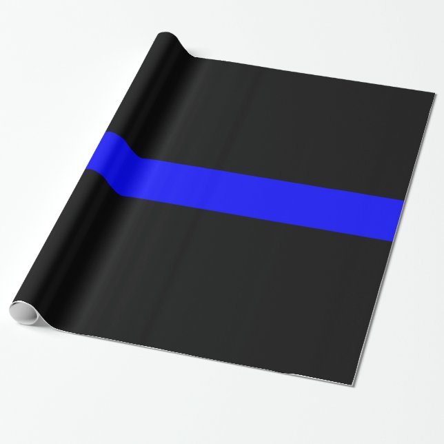 Thin Blue Line - Law Enforcement Police Flag Wrapping Paper (Unrolled)