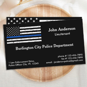 Thin Blue Line Law Enforcement Police Officer Business Card