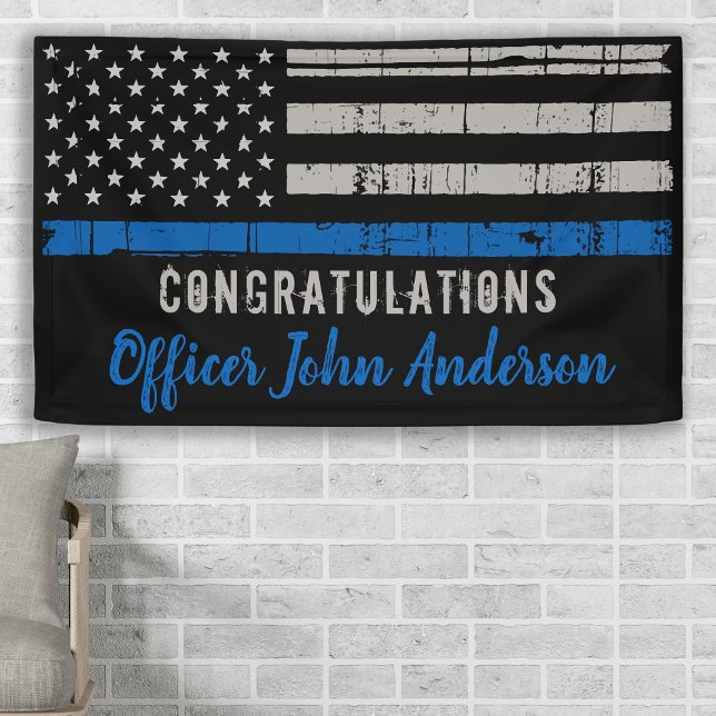 Thin Blue Line Law Enforcement Police Retirement B Banner (Creator Uploaded)