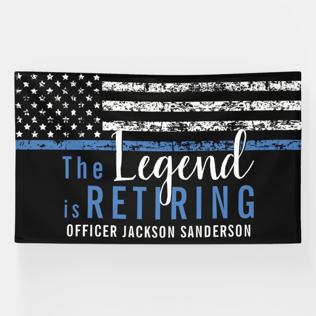 Thin Blue Line Law Enforcement Police Retirement Banner (Horizontal)