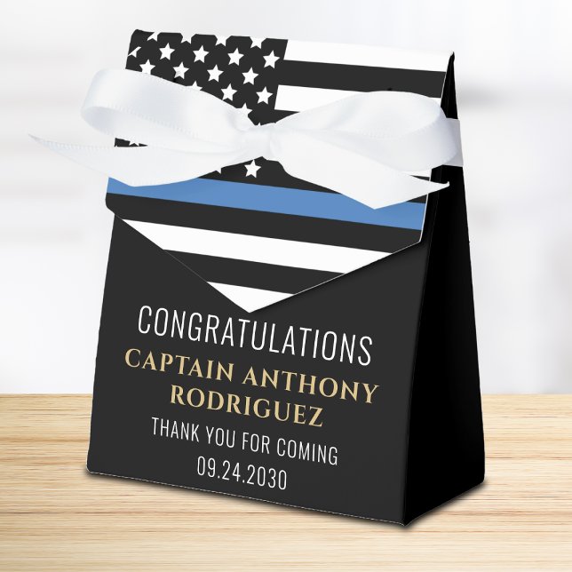 Thin Blue Line Law Enforcement Police Retirement Favour Box (Thank your party guests for coming to the retirement party of your favor police officer!)