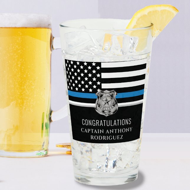 Thin Blue Line Law Enforcement Police Retirement Glass (Creator Uploaded)