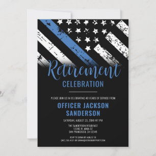 Thin Blue Line Law Enforcement Police Retirement Invitation