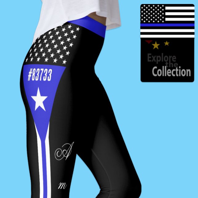 Thin Blue Line leggings, personalised, Police Flag Leggings (Creator Uploaded)