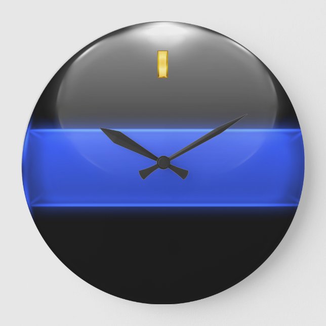 Thin Blue Line Lieutenant Insignia Rank Large Clock (Front)