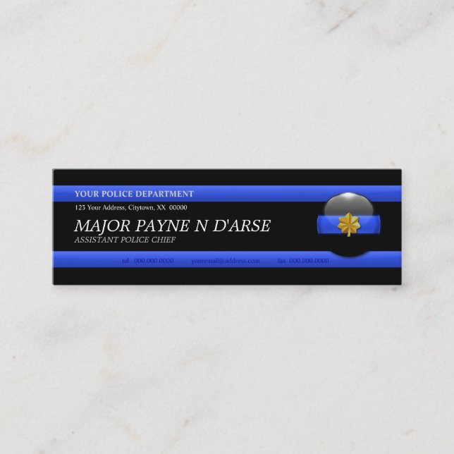 Thin Blue Line Major Custom Business Card (Front)