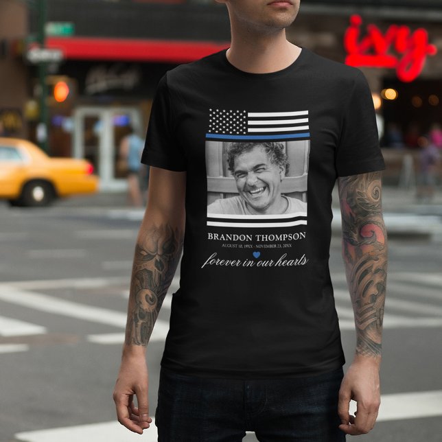 Thin Blue Line Memorial Photo T-Shirt (Creator Uploaded)
