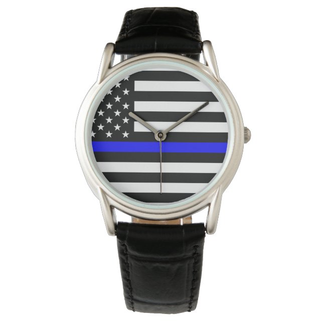 Thin Blue Line Men Wrist Watch -Support the Police (Front)