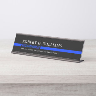 Thin Blue Line Minimal Personalised Police Desk Name Plate