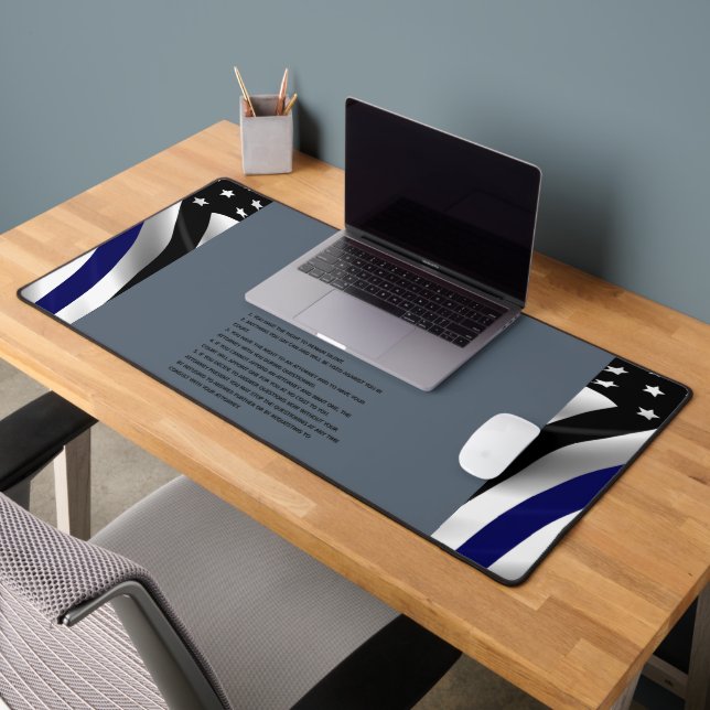Thin Blue Line Miranda Rights Desk Mat (Office 2)
