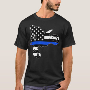 Thin blue line motocross dirt bike racing cop T-Shirt